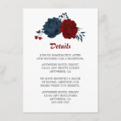 Detailkarte für elegante Marine- und Rote Blume Begleitkarte (Vorderseite)