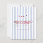 Detailkarte für gestrichelte blaue und rote Hochze Einladung (Vorderseite)