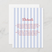 Detailkarte für gestrichelte blaue und rote Hochze Einladung (Vorne/Hinten)