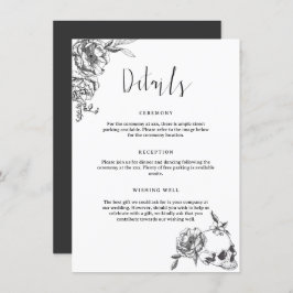 Detailkarte für handgezeichnete gotische Blume Einladung