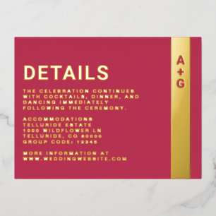 Detailkarte für hellrosa Angaben Folie Einladungspostkarte