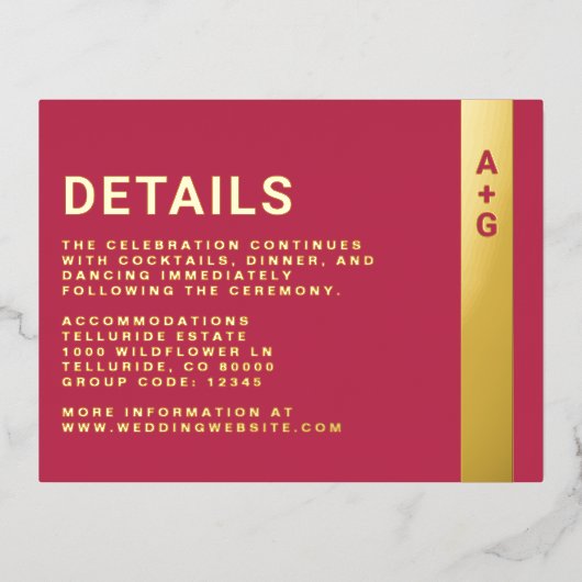 Detailkarte für hellrosa Angaben Folie Einladungspostkarte (Vorderseite)