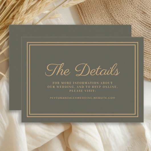 Detailkarte für Olive Green Wedding Begleitkarte