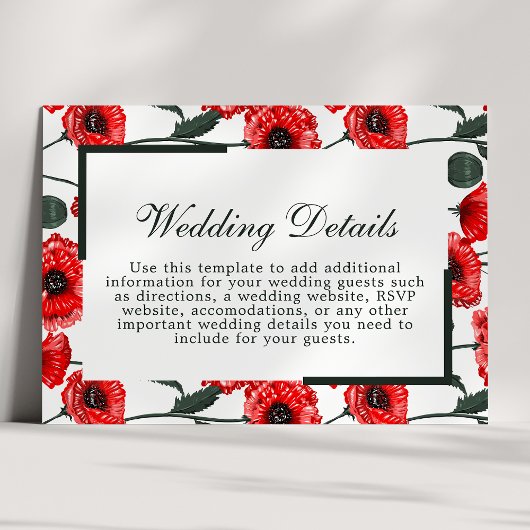 Detailkarte für Rote Mohnblume-Blume Begleitkarte