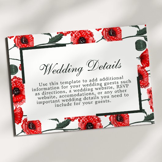 Detailkarte für Rote Mohnblume-Blume Begleitkarte