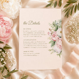 Detailkarte für sanfte Pfirsichfarben und Blush-Bl Einladung