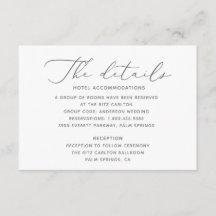 Detailkarte für sanfte und elegante Hochzeiten