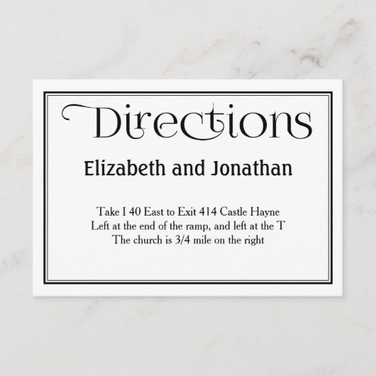 Detailkarte für Schwarz-Weiß-Hochzeitspaziergänge Begleitkarte (Vorderseite)