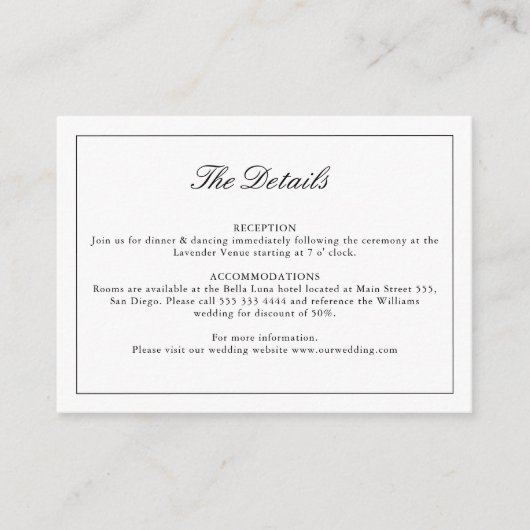 Detailkarte für Schwarz/Weiß-Wildblume Begleitkarte (Vorderseite)