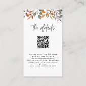 Detailkarte mit QRcode-Hochzeit im Herbst Platzkarte (Vorderseite)