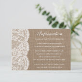 Detailkarten für die Burlap & Lace Wedding Collect Begleitkarte (Stehend Vorderseite)