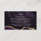 Detailkarten für lila Agate & Gold-Hochzeitsskript Begleitkarte (Vorderseite)