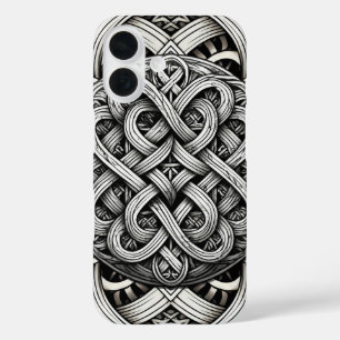 Detaillierte Angaben Knoten Schwarz-Weißer keltisc iPhone 16 Hülle