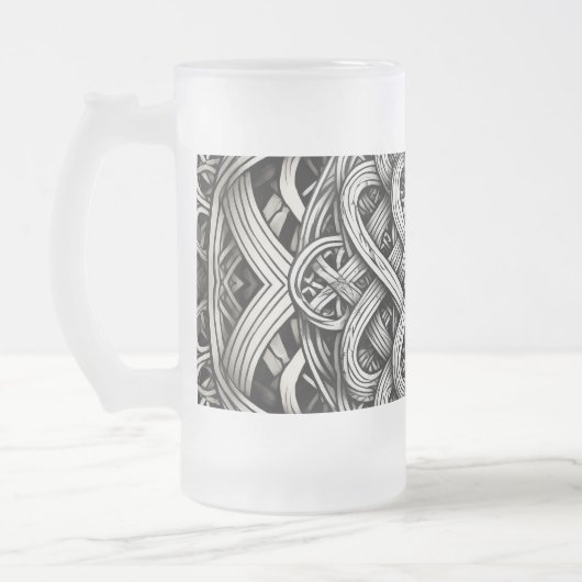 Detaillierte Angaben Knoten Schwarz-Weißer keltisc Mattglas Bierglas (Links)