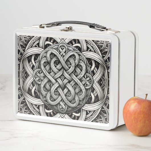 Detaillierte Angaben Knoten Schwarz-Weißer keltisc Metall Brotdose (Beispiel)