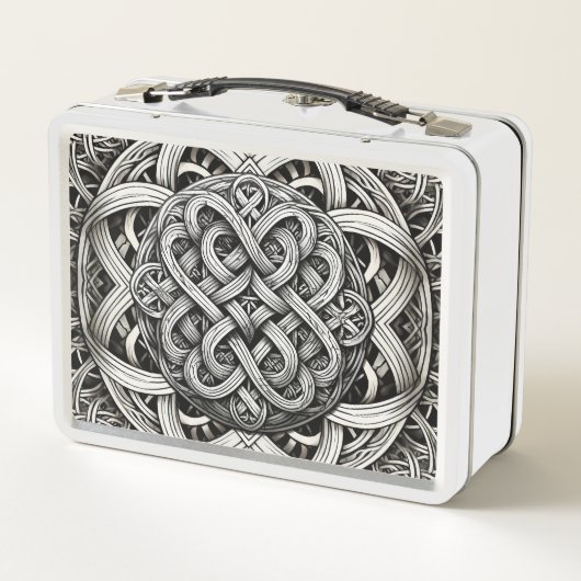 Detaillierte Angaben Knoten Schwarz-Weißer keltisc Metall Brotdose (Rückseite)