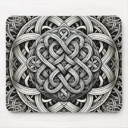Detaillierte Angaben Knoten Schwarz-Weißer keltisc Mousepad (Vorne)