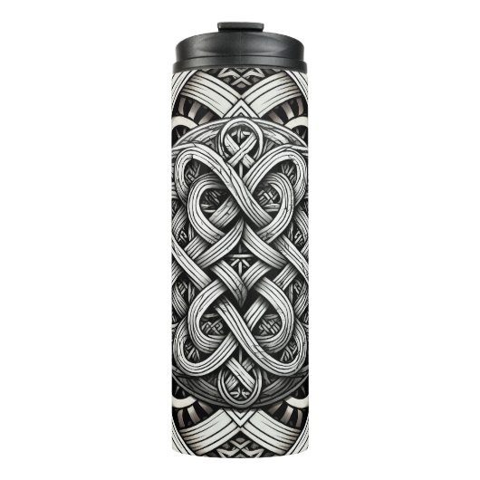 Detaillierte Angaben Knoten Schwarz-Weißer keltisc Thermosbecher (Vorderseite)