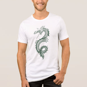 „Detaillierte asiatische Drachen-Linienkunst – Myt Tri-Blend Shirt