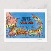 Detaillierte Auto-Karte von Cape Cod Postkarte (Vorderseite)