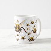 Detaillierte Bienen-Illustrationssammlung Kaffeetasse (VorderseiteRechts)