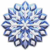 Detaillierte Blaue Schneeflocke Aufkleber (Vorderseite)