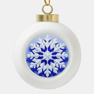 Detaillierte blaue Schneeflocke Keramik Kugel-Ornament
