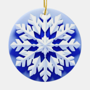 Detaillierte blaue Schneeflocke Keramik Ornament