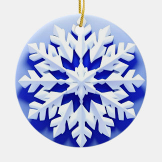 Detaillierte Blaue Schneeflocke Keramik Ornament