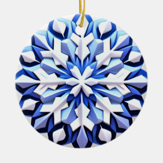 Detaillierte Blaue Schneeflocke Keramik Ornament