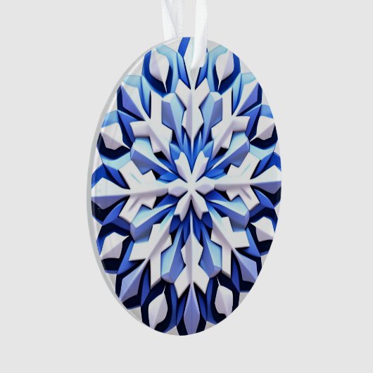 Detaillierte Blaue Schneeflocke Ornament (Vorderseite)