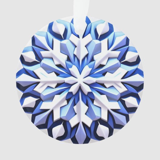 Detaillierte Blaue Schneeflocke Ornament (Vorderseite)