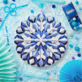 Detaillierte Blaue Schneeflocke Pappteller (Party)