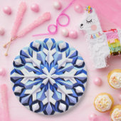Detaillierte Blaue Schneeflocke Pappteller (Party)