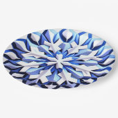 Detaillierte Blaue Schneeflocke Pappteller (Schrägansicht)
