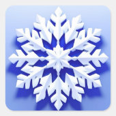 Detaillierte Blaue Schneeflocke Quadratischer Aufkleber (Vorderseite)