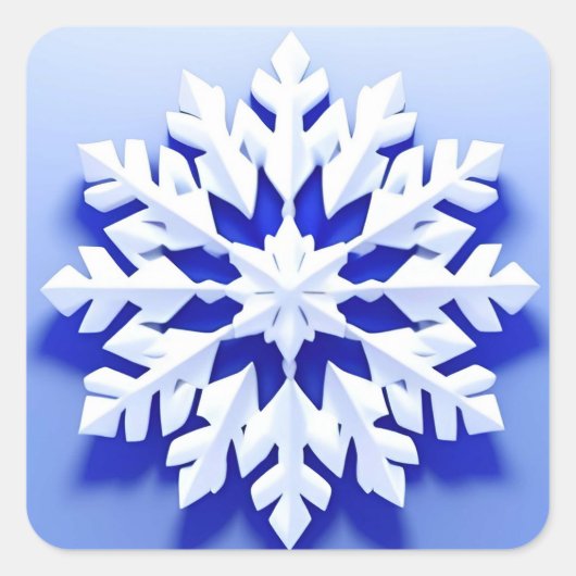 Detaillierte Blaue Schneeflocke Quadratischer Aufkleber (Vorderseite)