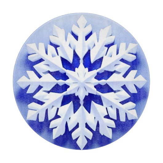 Detaillierte Blaue Schneeflocke Schneidebrett (Vorderseite)
