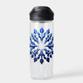 Detaillierte blaue Schneeflocke Trinkflasche (Rückseite)