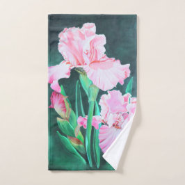 Detaillierte elegante Rosa-Iris-Acrylmalerei Handtuch