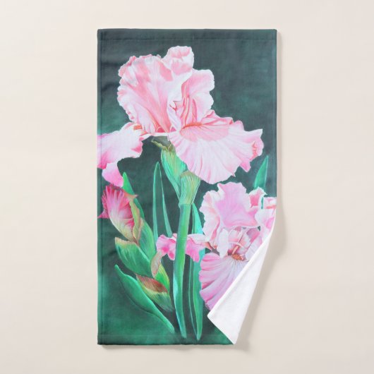 Detaillierte elegante Rosa-Iris-Acrylmalerei Handtuch (Handtuch)