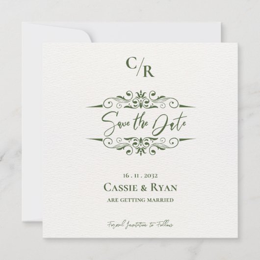 Detaillierte Entwurfsmonogramm-Hochzeit speichern (Vorderseite)