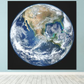 Detaillierte Erde | Blauer Marmor Leinwanddruck (Insitu (Holzboden))