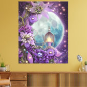 Detaillierte Fantasy Lila Moon Blume Leinwanddruck (Insitu (Wohnzimmer))