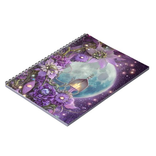 Detaillierte Fantasy Lila Moon Blume Notizblock (Linke Seite)