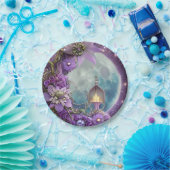 Detaillierte Fantasy Lila Moon Blume Pappteller (Party)