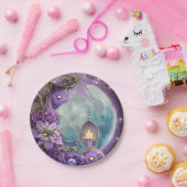Detaillierte Fantasy Lila Moon Blume Pappteller (Party)