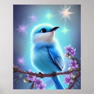 Detaillierte Fantasy Niedlich Kawaii Babyvogel Poster