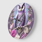 Detaillierte Fantasy Owl auf einem Thornbett Große Wanduhr (Winkel)