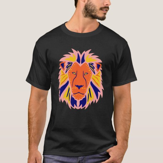Detaillierte Farbenfrohe Löwe Kopf Big Lion Head T-Shirt (Vorderseite)